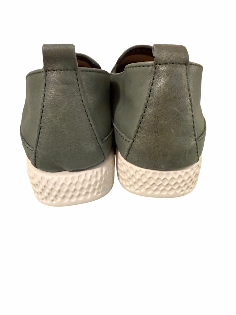 Saydo EU 38 US 7.5-8 Olive Green Leather Slip On Loafers Comfort Sneaker Flats